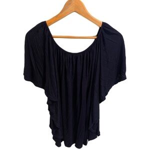Storm & Marie Navy Blue Off-the-Shoulder Ruffle Top XL